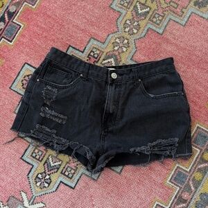 Forever 21 Black Denim Distressed Jean Shorts Women's Size 28